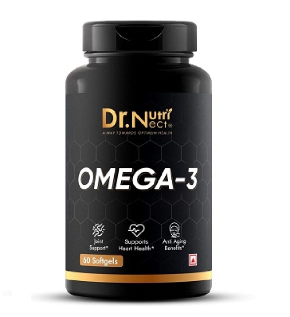 Dr.Nutrinect Omega 3 Fish Oil 60 Capsules- 550 mg EPA & 350 mg DHA for Skin, Heart, Joints & Brain Health