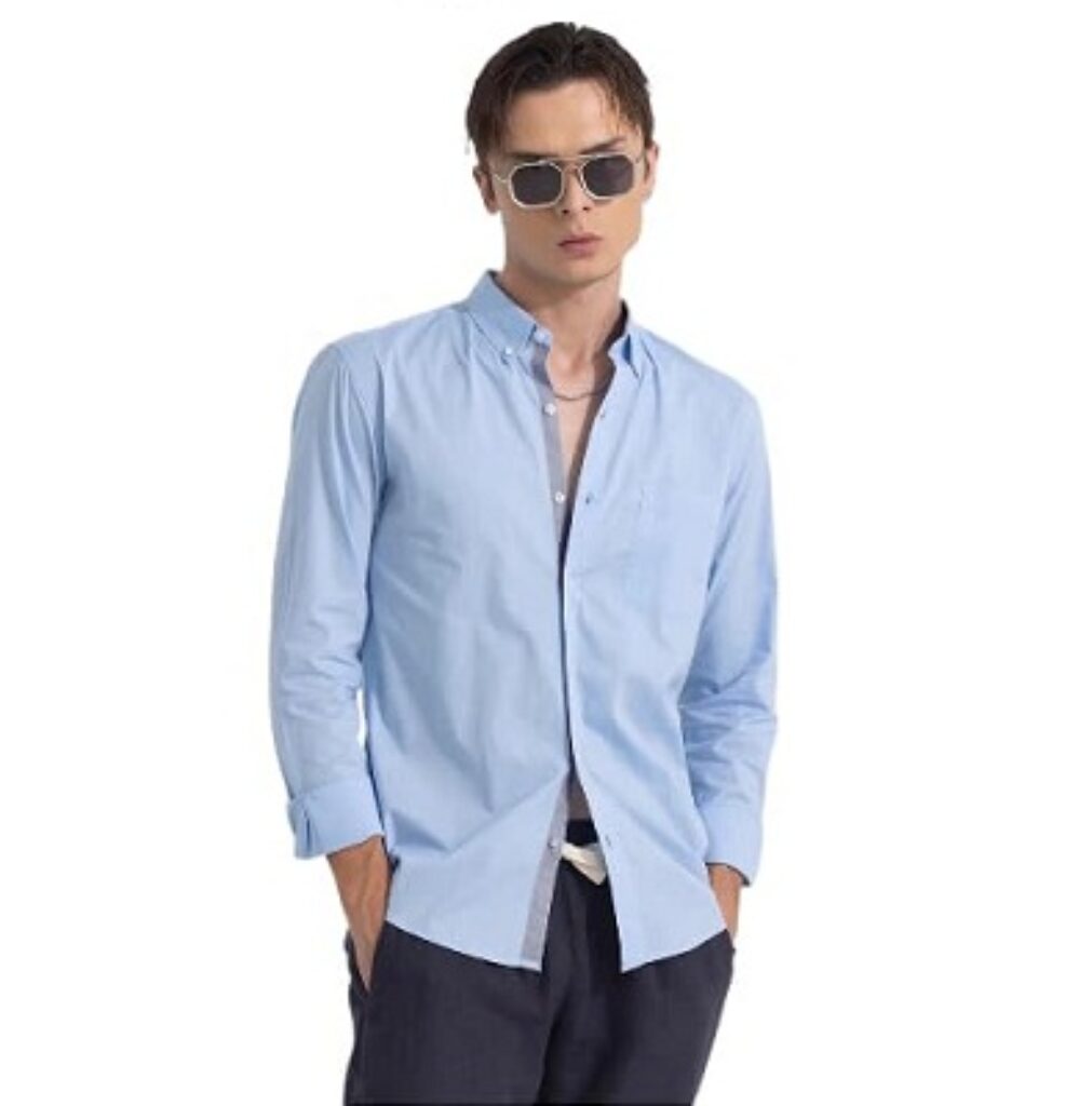 Pinkmint Cotton Spread Collar Long Sleeve Shirt for Men Formal Shirt Casual Men Shirt