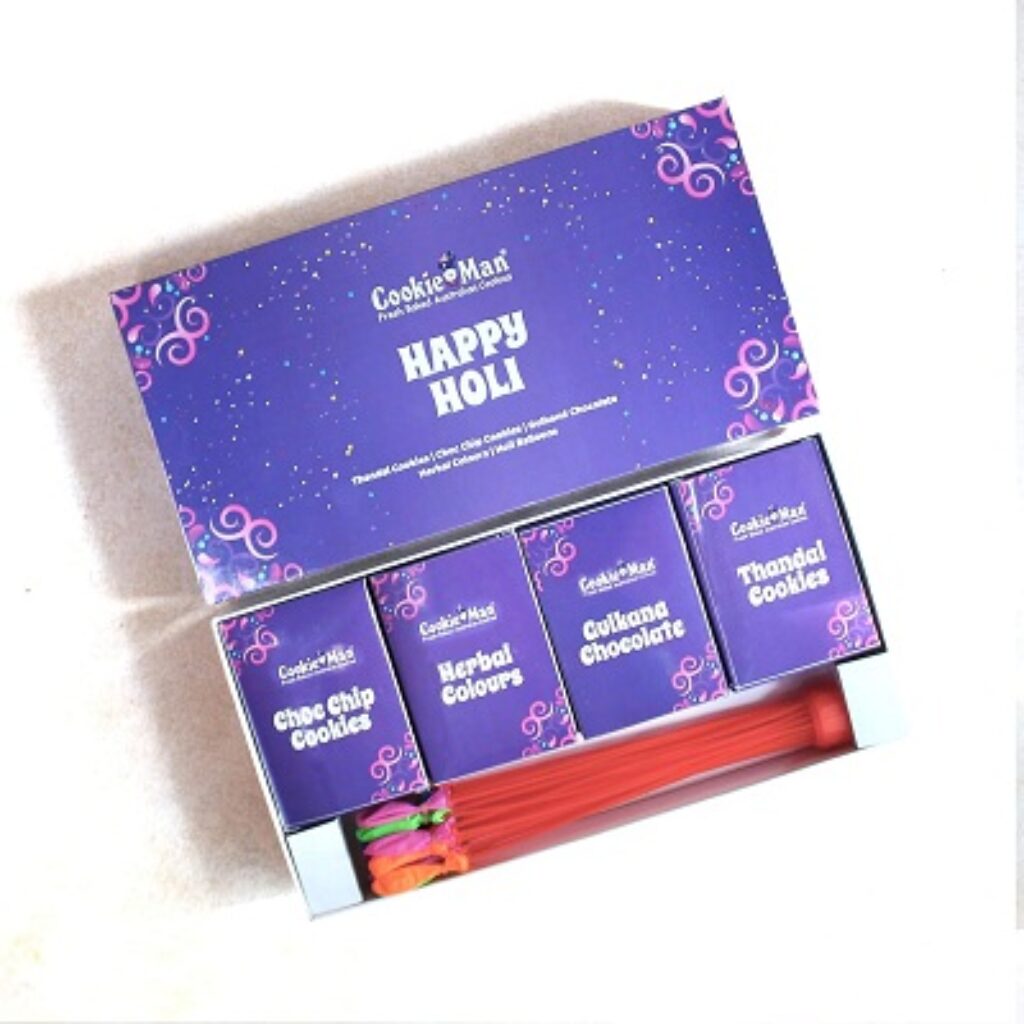 Cookieman Holi Gift Box - 5 Piece Gift Hamper with Thandai Cookies,