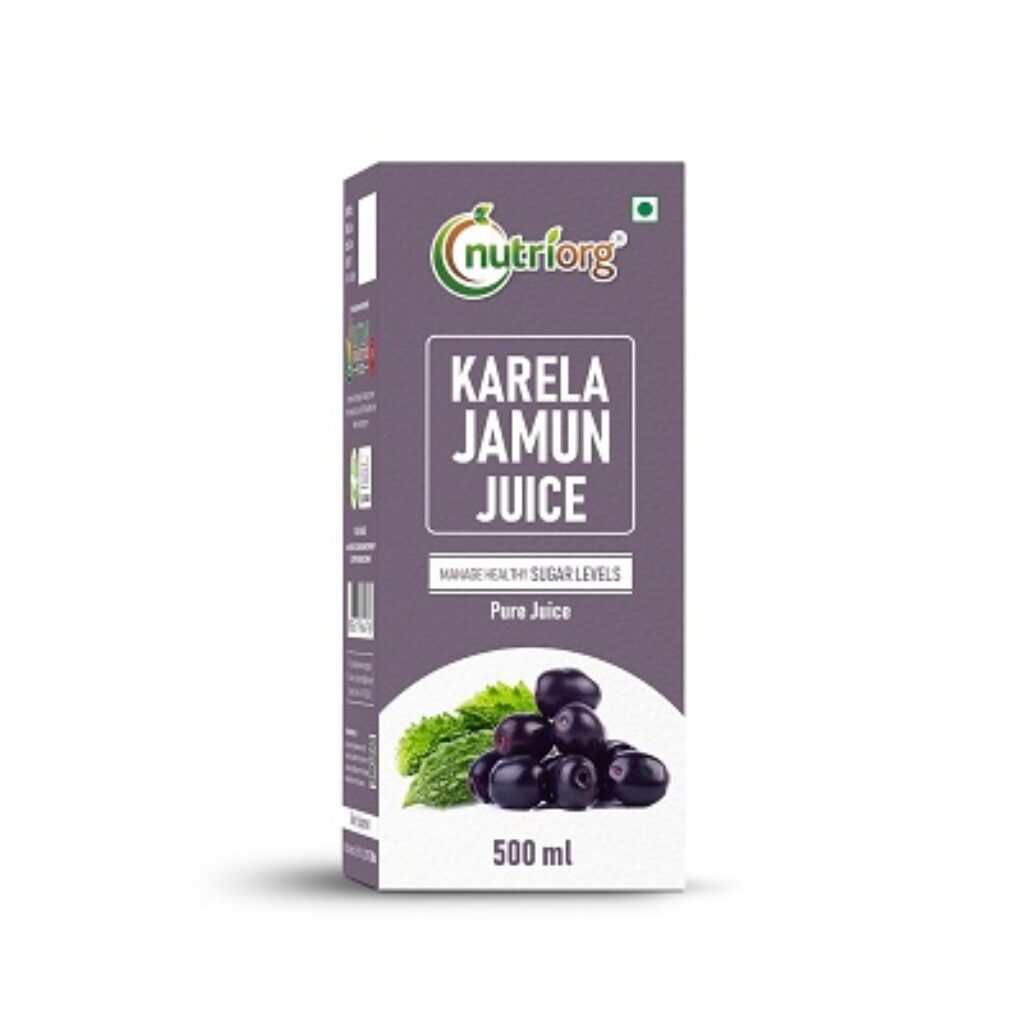 Nutriorg Natural Karela Jamun Juice - 500ML Helps Control Blood Sugar Level