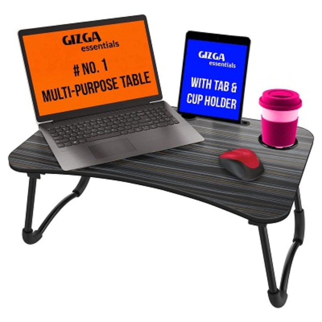 Gizga Essentials Foldable Laptop and Study Table for Student and Kids with Cup