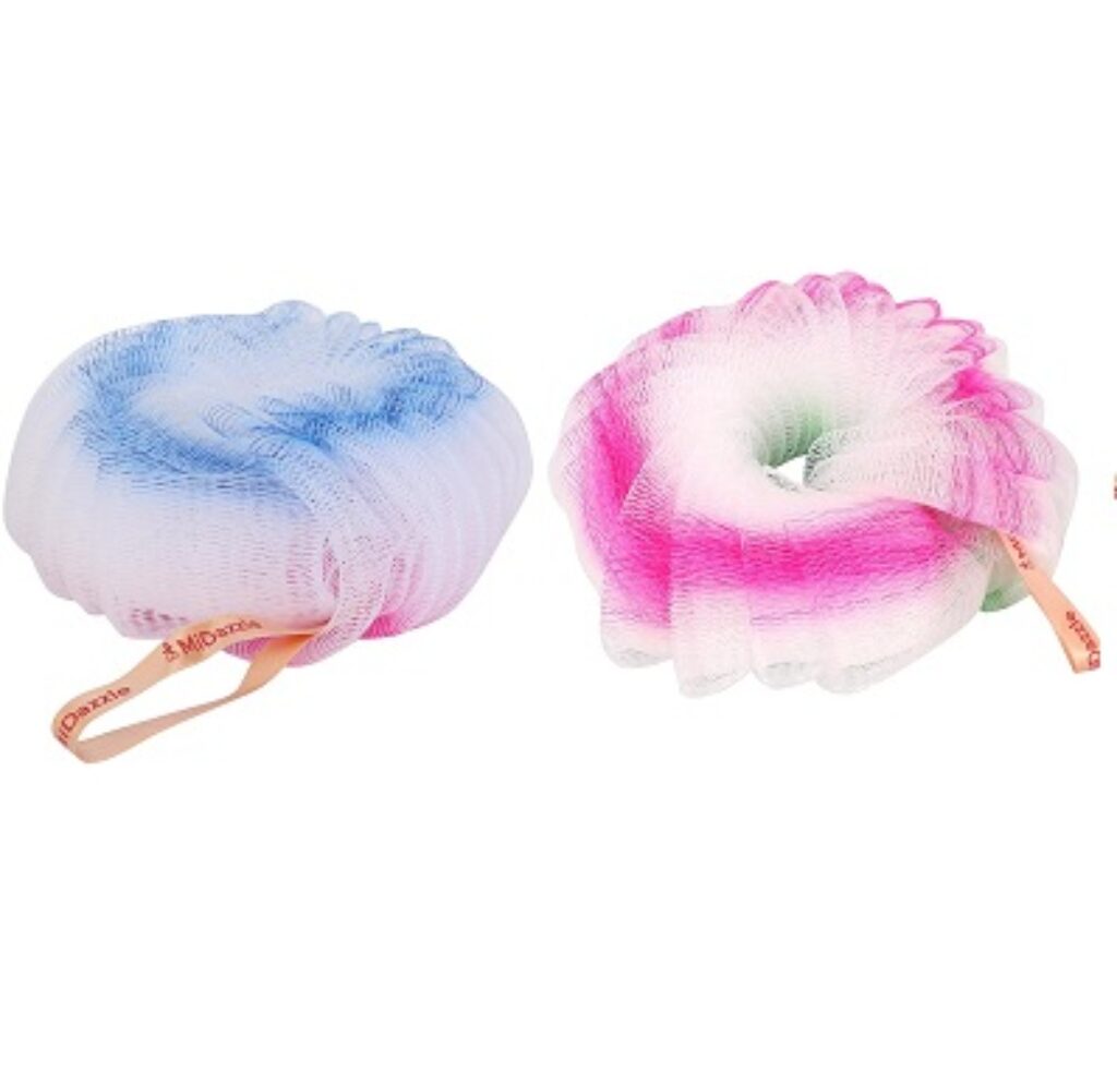 MiDazzle Luxury Bathing Spinner Loofah Sponge Scrubber Exfoliator for High Lather Cleansing (Pack Of 2)