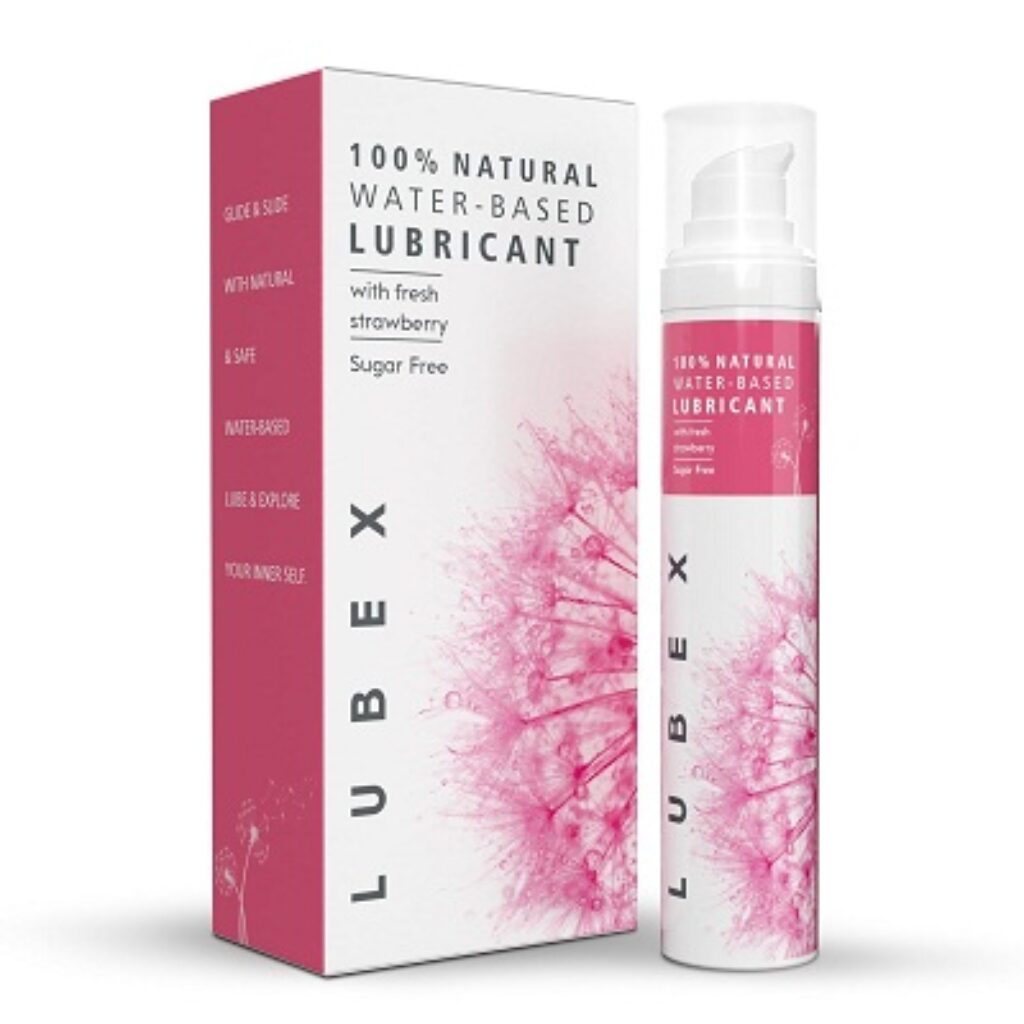 Lubex 100% Natural Long-Lasting Lubricant (Water-Based) with Organic Aloe Vera Lube for Her, Him & Couples - Natural Strawberry Flavour 50gm