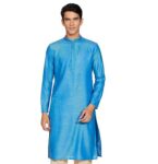 Manthan Men's Mandarin Collar Full Sleeves Ethnic Knee Length