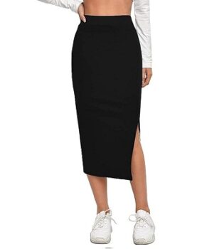 ALYNE Women's Elastic Waist Pencil Bodycon Midi Skirt