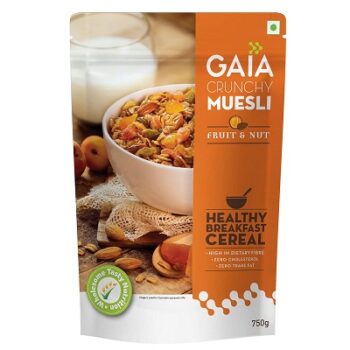 Gaia Crunchy Muesli Fruit and Nuts a Mix of Wholesome Breakfast Cereals Packed