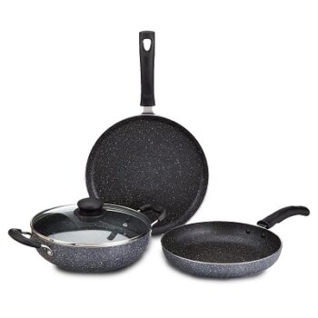 Amazon Brand - Solimo Aluminium 4 Piece Non-Stick Cookware Set