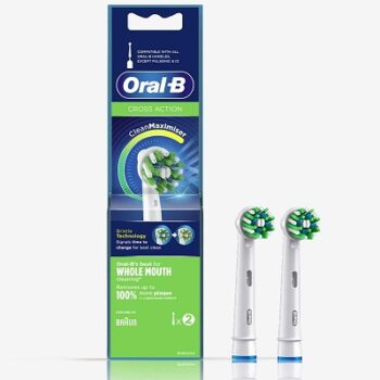 Oral B Cross Action Toothbrush Heads Pack Of 2 Replacement Refills For Electric Rechargeable