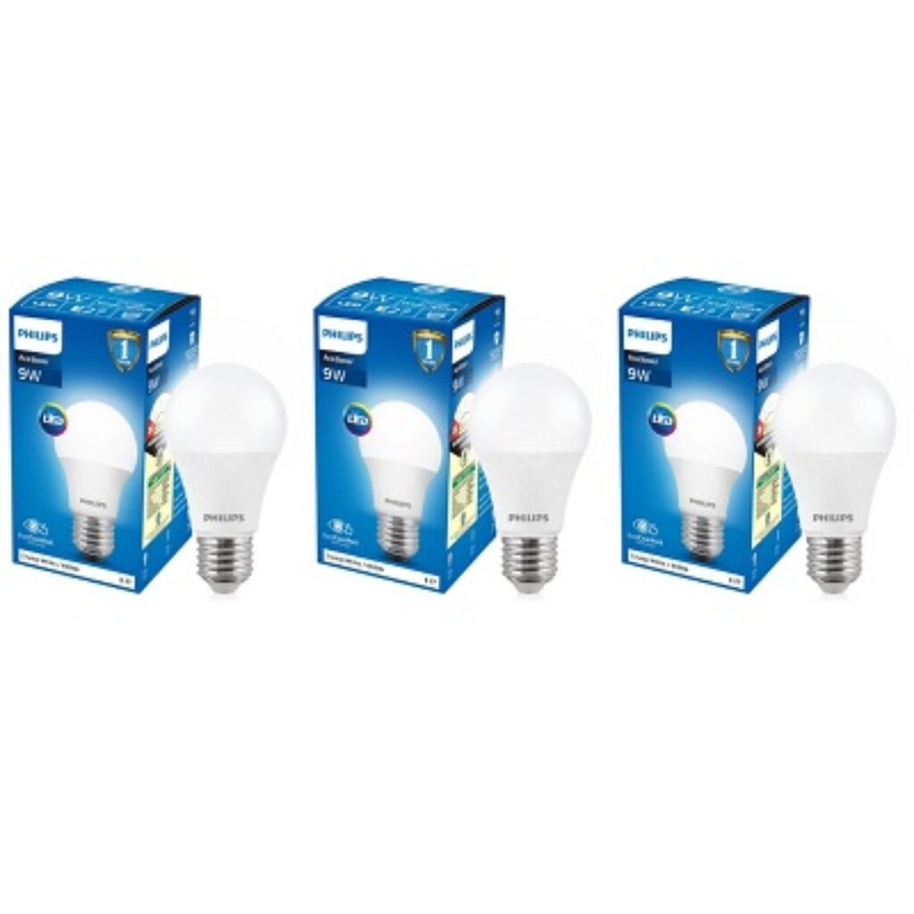 Philips Base E27 9-Watt LED Bulb (Pack of 3, Cool Day Light)