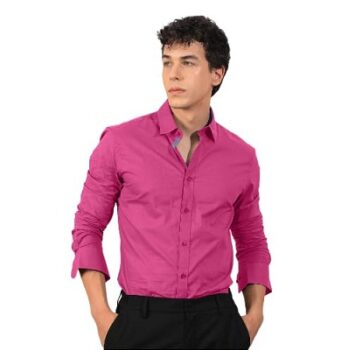 Pinkmint Mens Long Sleeve Button Down Shirt for Men Collared Casual Formal Soild Shirt