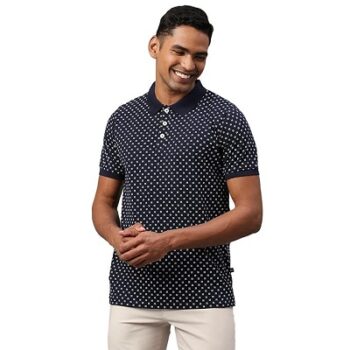 Dennis Lingo Men's Pure Cotton All Over Printed Half Sleeves Polo T-Shirt