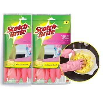 Scotch-Brite rubber Small Kitchen Gloves - Pack of 2 pairs, Pink