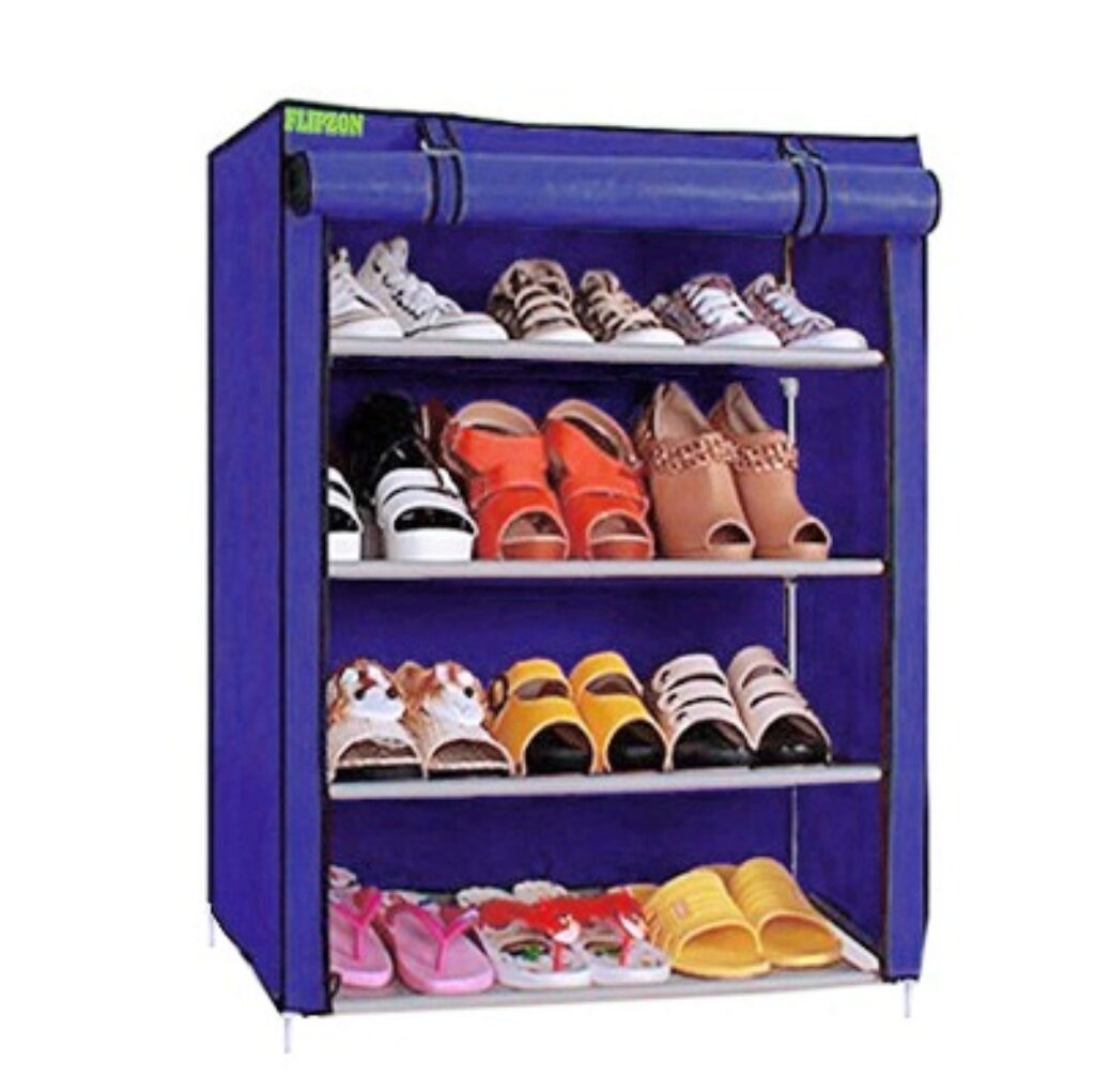 FLIPZON Multipurpose 4-Tiers Shoe Rack With Dustproof Zip Cover