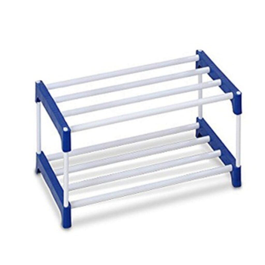 Ebee 4 Pair Metal Shoe Stand (Blue, 2 Shelves)