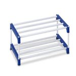 Ebee 4 Pair Metal Shoe Stand (Blue, 2 Shelves)