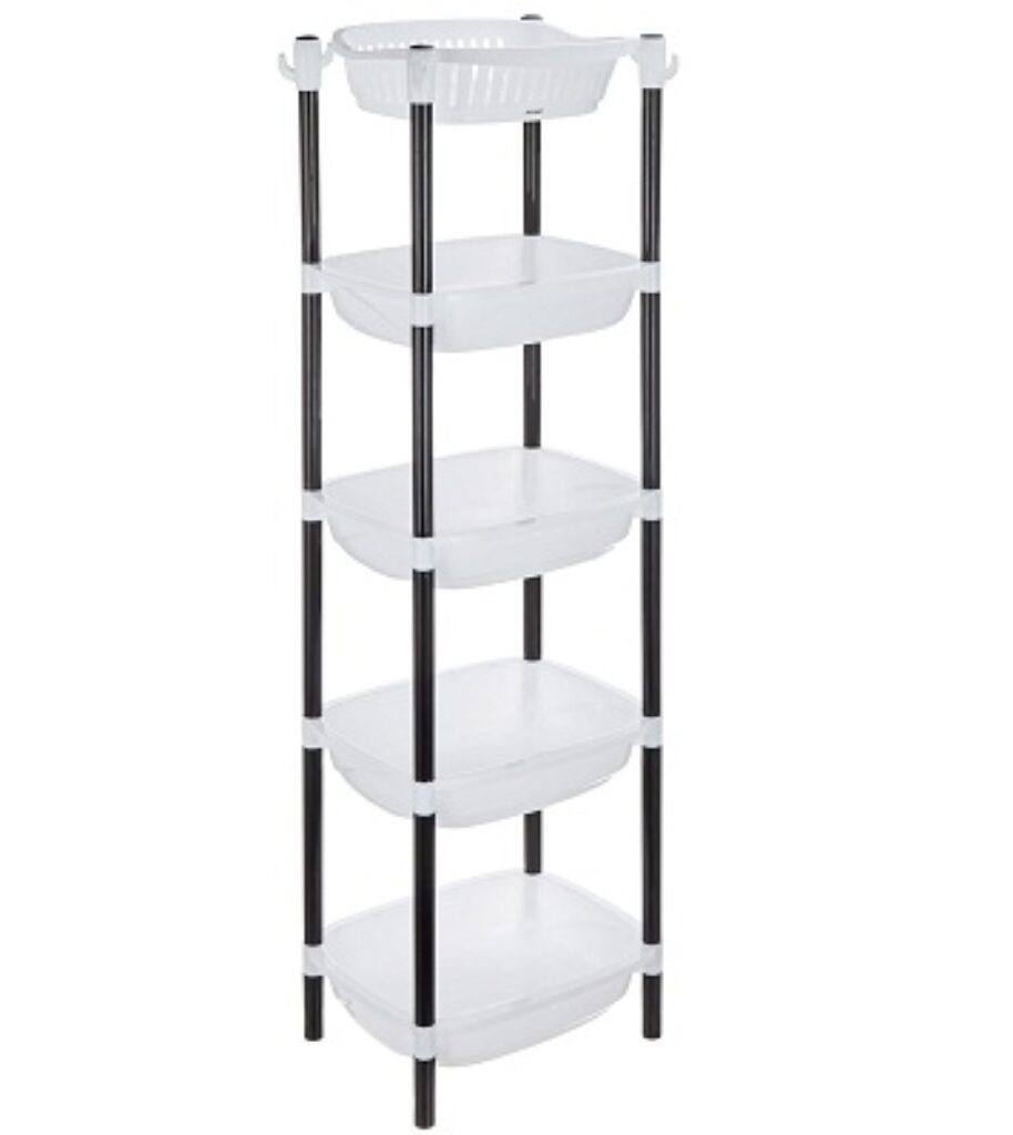 Amazon Brand - Solimo Five-Tier Multipurpose Plastic Rack for Kitchen,