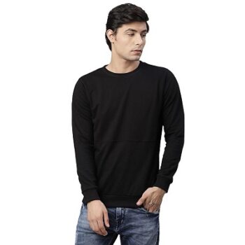 RIGO Cotton & Fleece Printed Round Neck Sweatshirt for Men