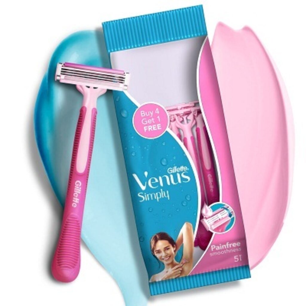 Gillette Venus Simply Venus Pink Hair Removal for Women - 5 razors (Buy 4,Get 1 free)