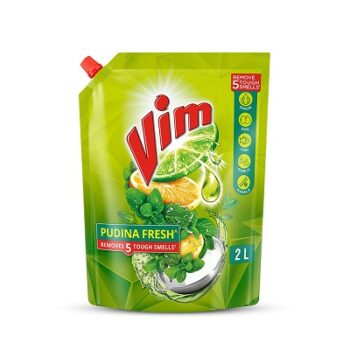 Vim Dishwash Anti Smell Liquid, Pudina, 2 Ltr