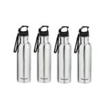 Butterfly Eco Stainless Steel Water Bottle (750 ml, Silver) -Set of 4