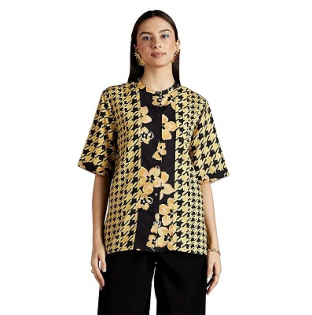 RIVER by Narendra Kumar Premium Designer Women's Geometric Floral Print Top