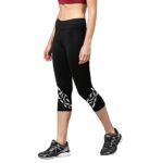 Fenoix Printed Black Capri Tights for Sports and Yoga