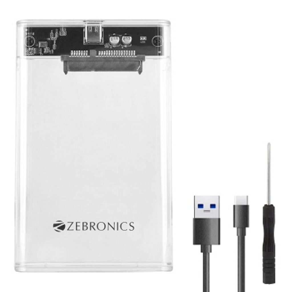 ZEBRONICS CSH01 2.5 SATA SSD Enclosure with Transparent case