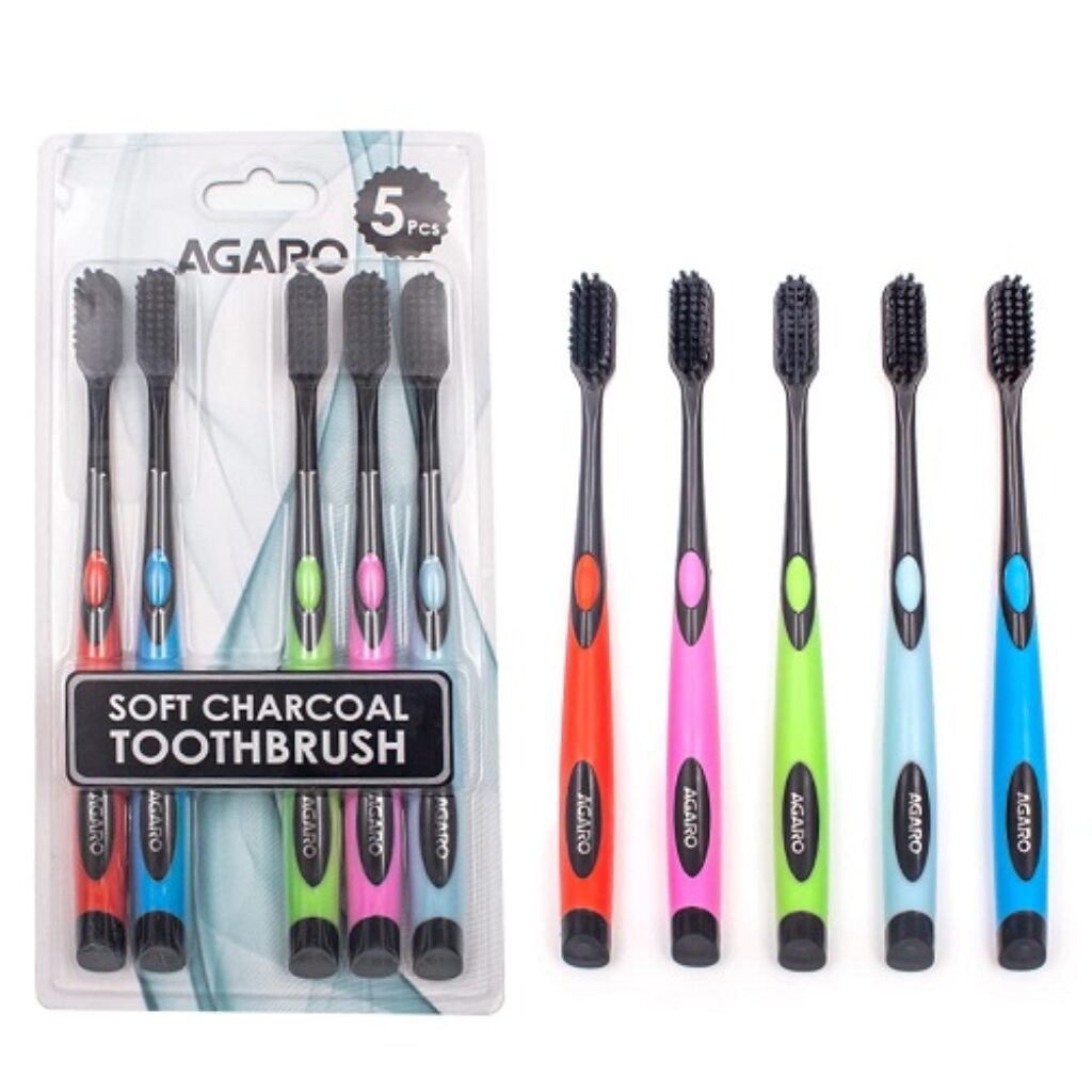 AGARO Charcoal Manual Toothbrush, Gentle Soft