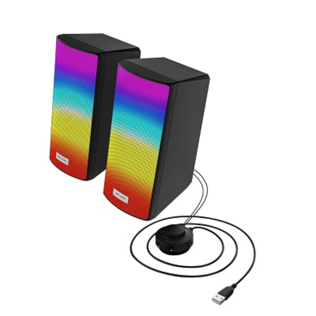 Ant Esports GS510 Multimedia 2.0 Channel USB Powered Bluetooth RGB Gaming Speakers with Control pod for Volume, RGB and Memory Card Slot -Perfect Computer...