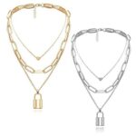 Shining Diva Fashion Combo of 2 Latest Stylish Multilayer Non Precious Base Metal Chain Pendant Necklace for Women (Gold Silver)