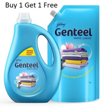 Genteel Matic Liquid Detergent 1kg bottle + 1kg Refill Pouch