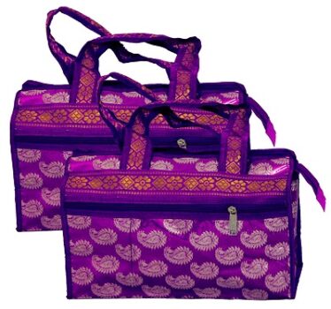 Kuber Industries Carry Design Laminated Multipurposes Handbag for Women-Pack of 2 (Purple)-