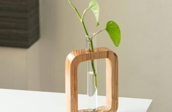 HS ART Wooden Table Flower Vase Decor Plant Holder for Home Office Living Room