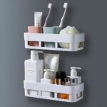 Roll over image to zoom in 2 VIDEOS MorivaHomes ABS Plastic Self-Adhesive Bathroom Organizer Storage Racks