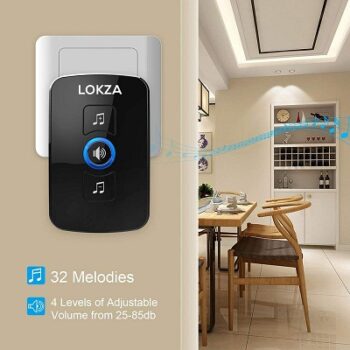 Lokza Wireless Doorbell Door Bell Chime Kit with LED Light,