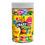 LuvIt Crazy Pops | Button Shaped Treats | Loved by Kids | Coloured Chocolaty Pops | Pack of 1-350g Jar