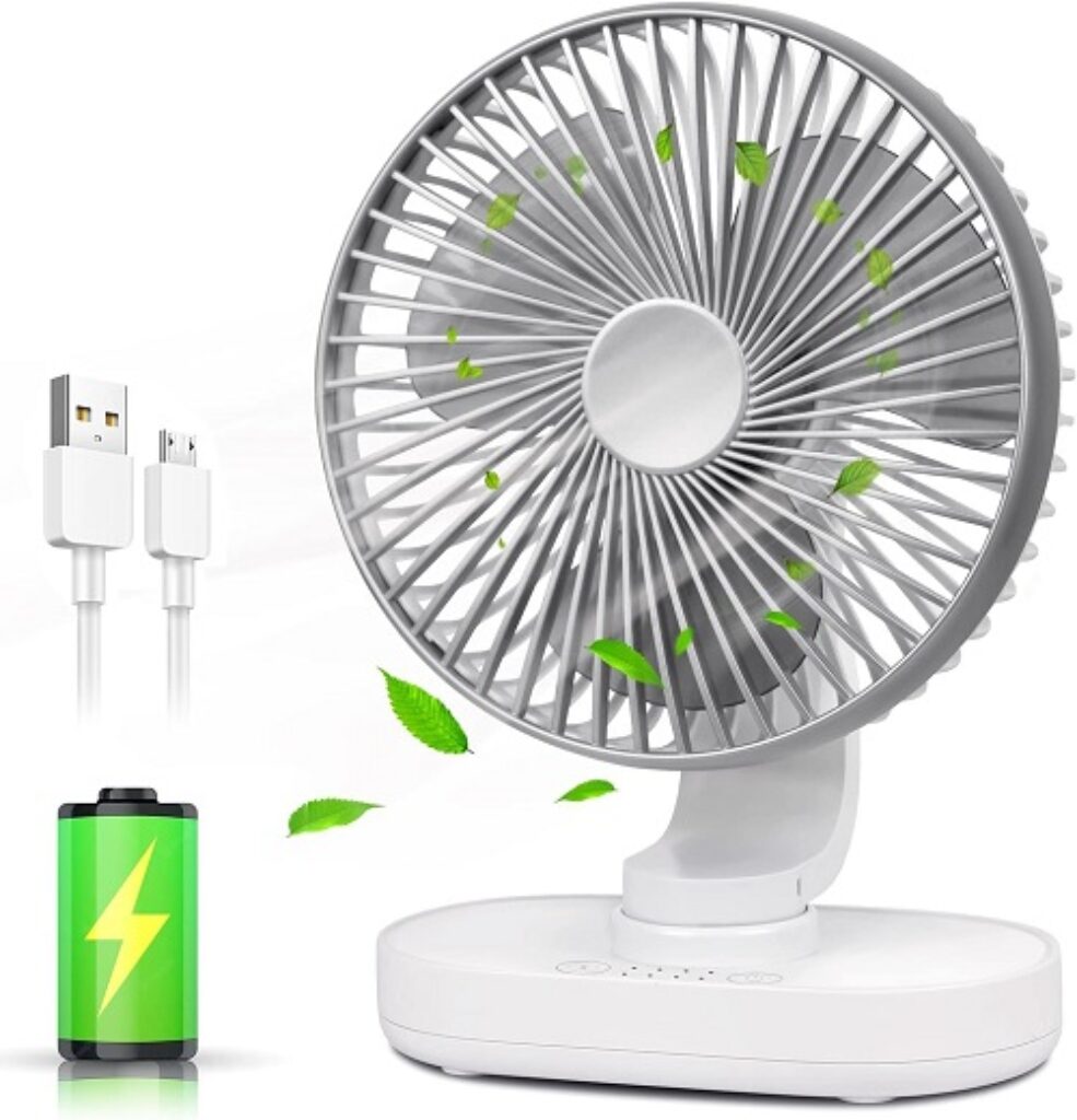 Rylan 4000mAh Rechargeable Desk Fan, Portable Table Fan