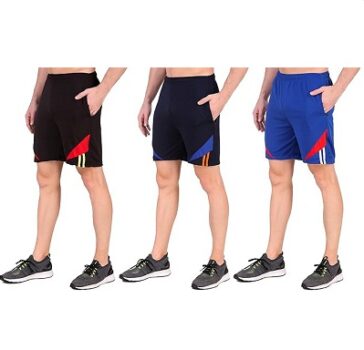 MRD Best Men's Sports Shorts with Zipper Pockets for Summers Free Size (MSHBLK_Combo)