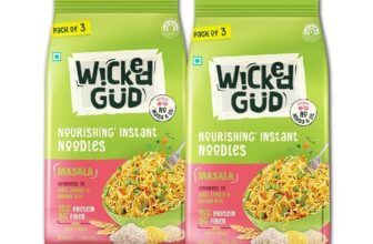 WickedGud Masala Noodles (207gm x 2) No Maida | No Oil | No MSG | High Protein | High Fibre | Cholesterol Free